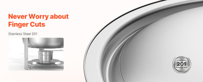 SucceBuy 5 Qt 2 Pack Round Chafing Dish Buffet Set Stainless Steel Chafer with 2 Full Size Pan, Round Catering Warmer Server