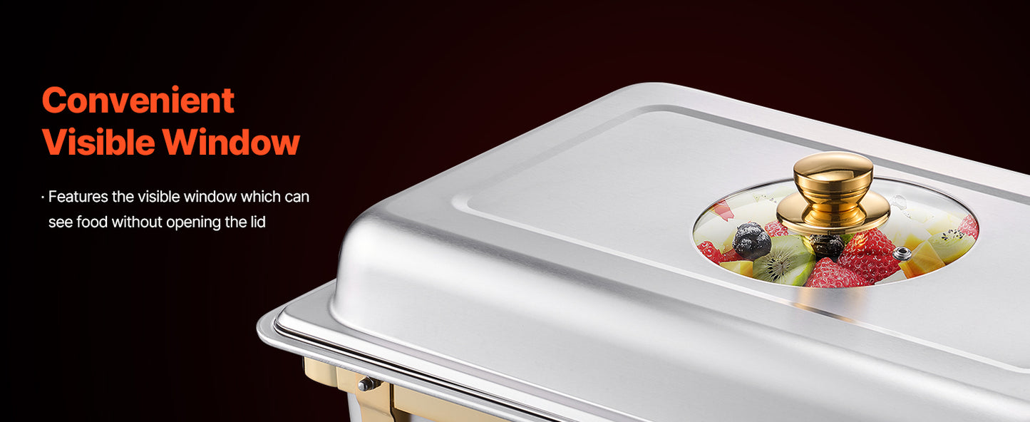 SucceBuy 8 Qt 2 4 Pack Chafing Dish Buffet Set Stainless Steel Chafer with 4 Full Size Pans Rectangle Catering Warmer Server