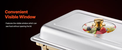 SucceBuy 8 Qt 2 4 Pack Chafing Dish Buffet Set Stainless Steel Chafer with 4 Full Size Pans Rectangle Catering Warmer Server