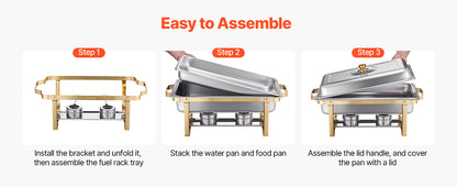SucceBuy 8 Qt 2 4 Pack Chafing Dish Buffet Set Stainless Steel Chafer with 4 Full Size Pans Rectangle Catering Warmer Server