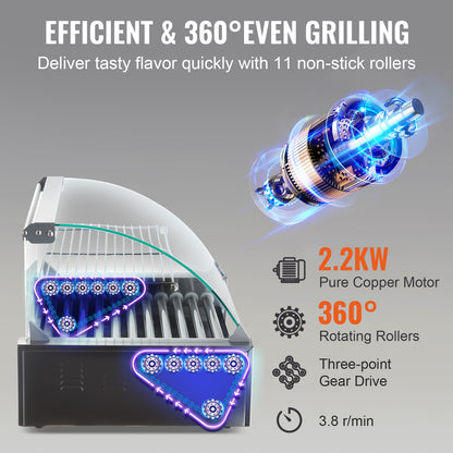 SucceBuy  5/7/11 Commercial Hot Dog Roller Electric Sausage Maker Barbecue Grill Machine for Camping Party Home Appliance 110V